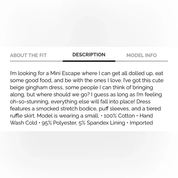 MINI ESCAPE BEIGE GINGHAM DRESS - Picture 10 of 13